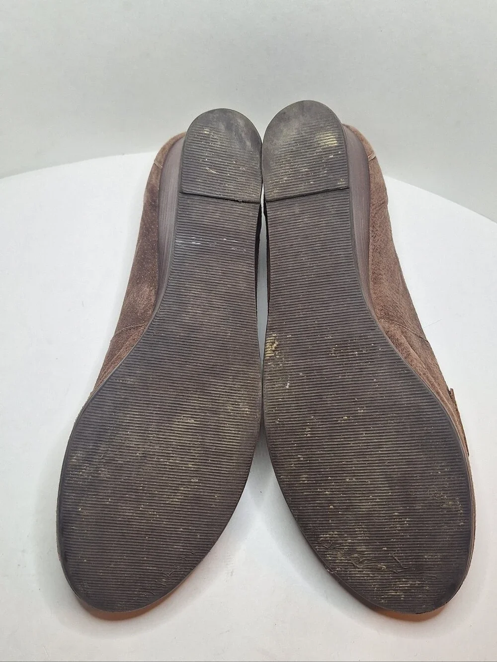 L.L. Bean Shoes Taupe Brown Suede Leather Wedge Penny Loafers Slip On Sz US 11 M